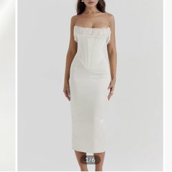Pearl Detail MIDI Dress