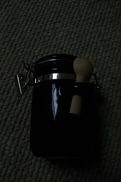 Blue container with spoon