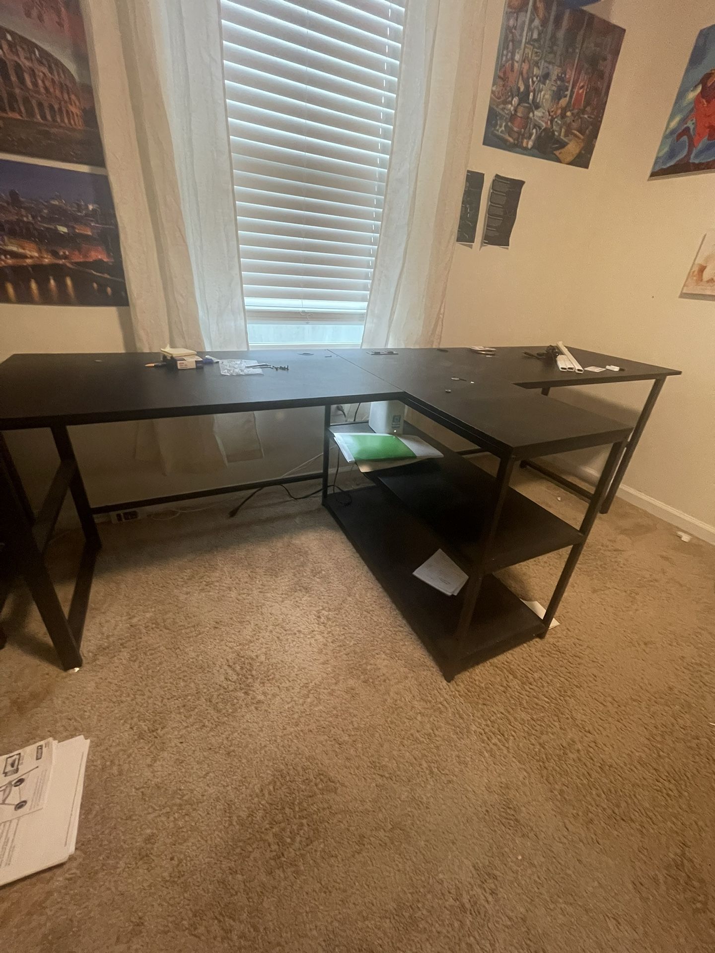 Dual Office desk w/ Chair & Monitor mount