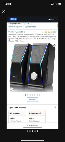 USB Bluetooth & AUX Speakers W/ Lights