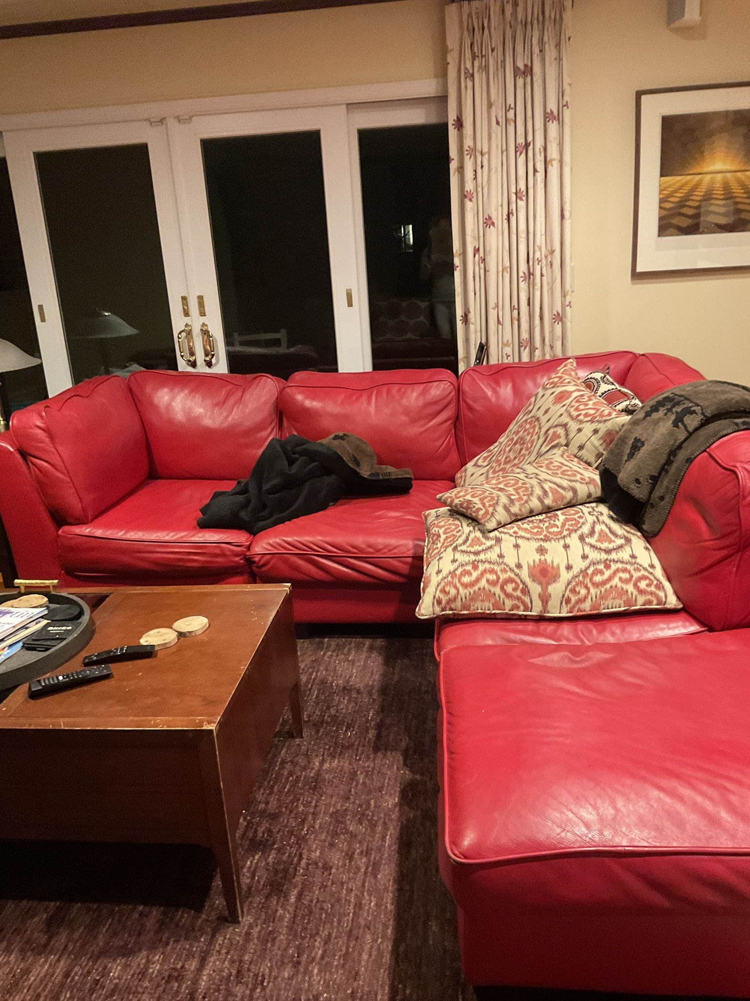 Red Leather Sectional