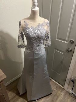 Embroidery Embellished  silver dress
