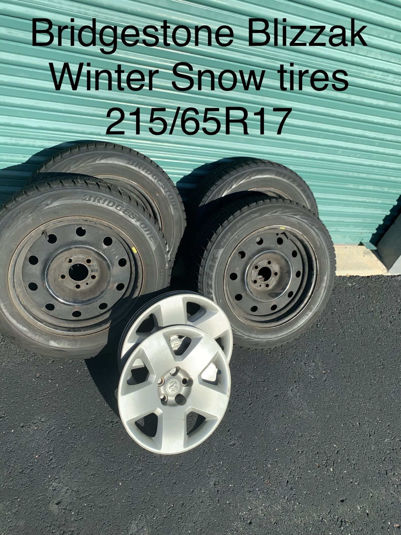 Used - Like New Bridgestone Blizzak WS80 215/65 R17 Snow Tires (Used For 1 Season Only) With Rims and hub cap!