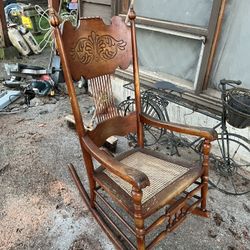 Nice Vintage Caned Rocking Chair