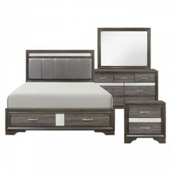 4 Piece Bedroom Sets Grey with Drawers King 4 Piece Set