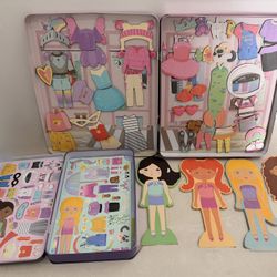 Magnetic Dress Up Doll Set –with Clothes & Accessories in Carry Cases