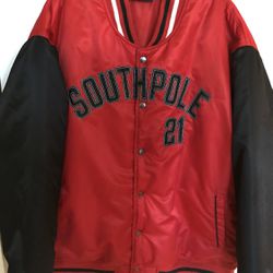 Vintage Y2K South Pole Varsiety Bomber Jacket Size Mens XXL Black And Red