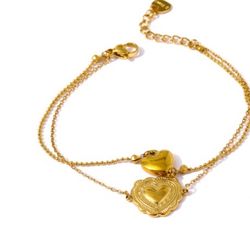 Cute Heart Layered Pendant bracelet 316L