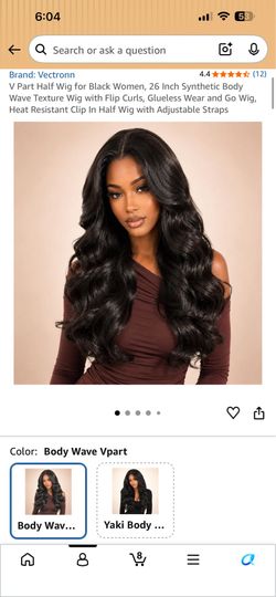 26in V Part Half Wig