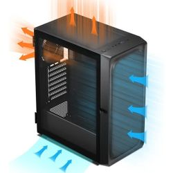 DARKROCK EC2 Black ATX Mid Tower PC Case, Type-C Ready, Supports 50 Series Graphics Cards, Tempered Glass Side Panel, up to 8 x 120mm Cooling Fans & 1