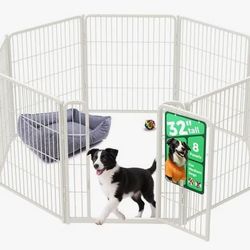 Dog Pen: 8 panels (including 1 gate panel - all 32" tall) and 9 connector rods.
