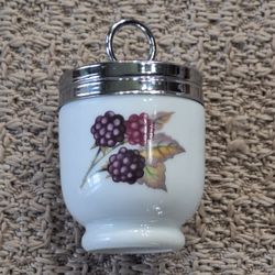 Royal Worcester Evesham Gold Porcelain Egg Coddler with Chrome Lid - Discontinued
