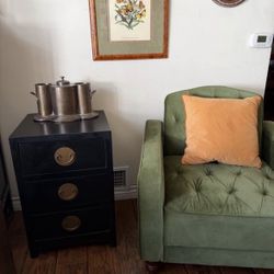 Black Single Nightstand / End / Side Table - Asian Style