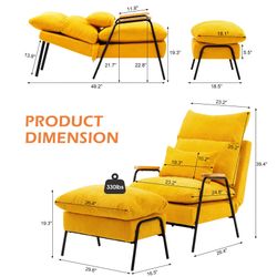 Accent recliner chair with ottoman, fabric couch bed chair, arm chair club, adjustable backrest Headrest, for the living room bedroom office 4055