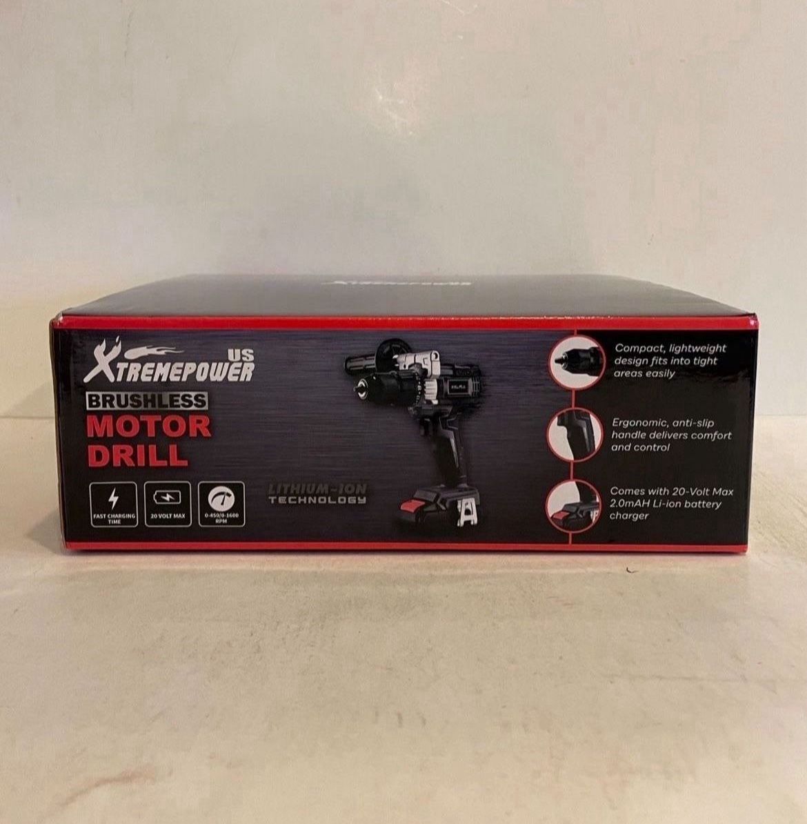 XtremepowerUS Pro-Series 20V Brushless Cordless Drill, Drill Driver 2000mAh Batteries, 500 In-lbs Torque, 12+1 Torque Setting, Fast Charger 2.0A, 0-16