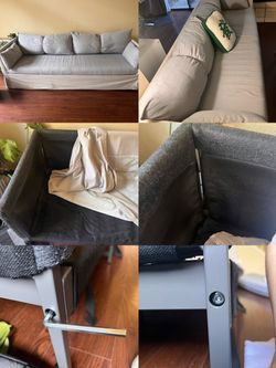 Large Sofa with Slipcover and Metal Legs