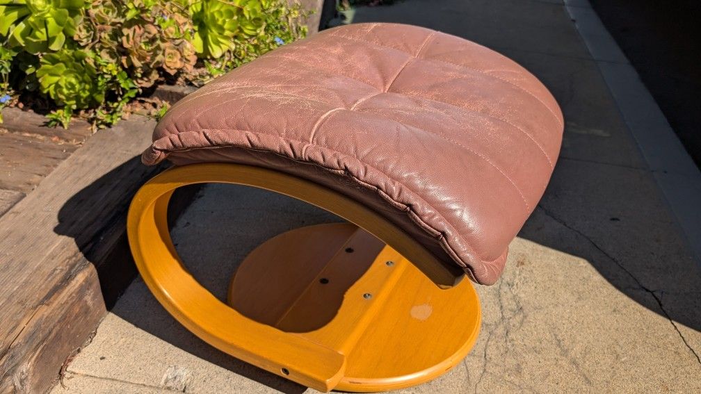 Vintage Leather Ottoman By Hjellegjerde Lenestolfabrikk Norway Like Ekornes Stressless Mauve Recliner Lounge Chair Footstool