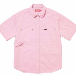 SUPREME DENIM PAINTER SHIRT PINK SIZE MEDIUM 