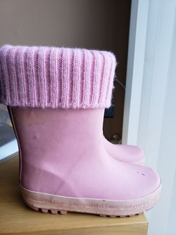 Pumpkin Patch Girls Cuff Knit Rain boots size 10