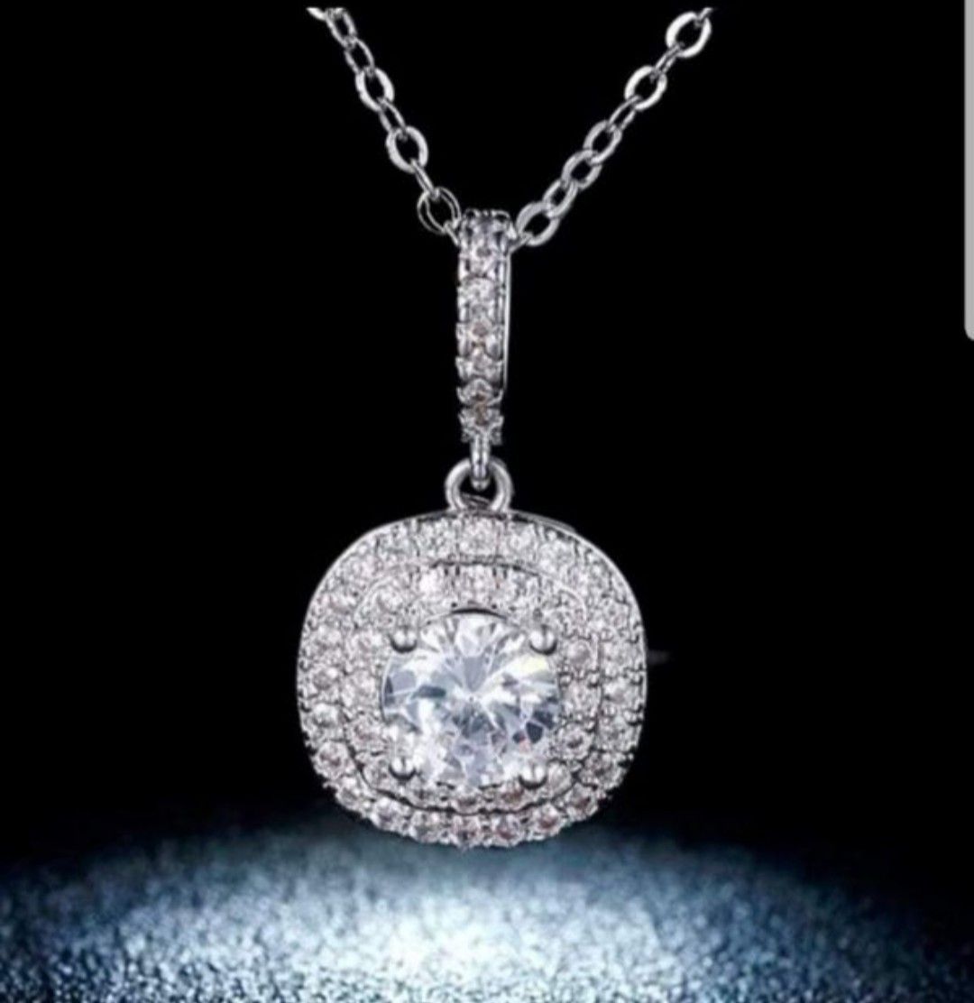 $15 new silver plated adjustable CZ necklace