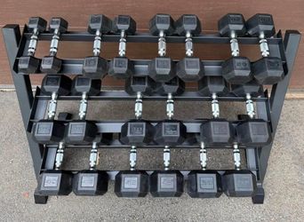5-50 lb Rubber Hex Dumbbell Set