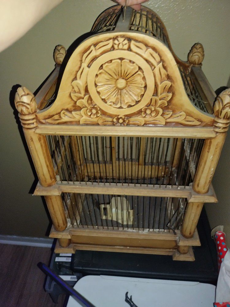Solid Wood Hand Carved Bird Cage/Last Reduced Price$
