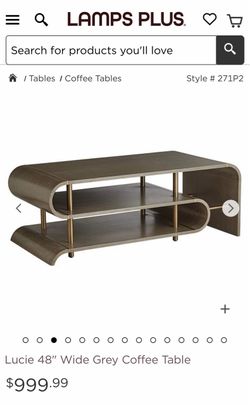 Lucie 48" Wide Grey Coffee Table