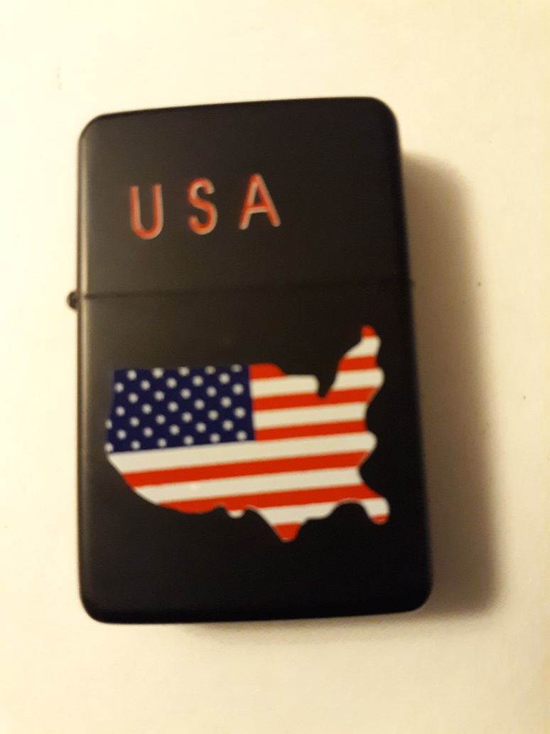 New USA flag stars and stripes black windproof oil lighter similar to zippo