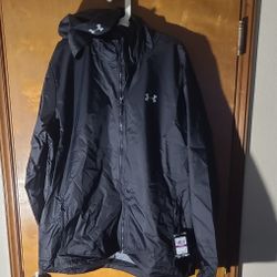 Mens 2XL Under Armour Storm Black Hooded Rain Jacket