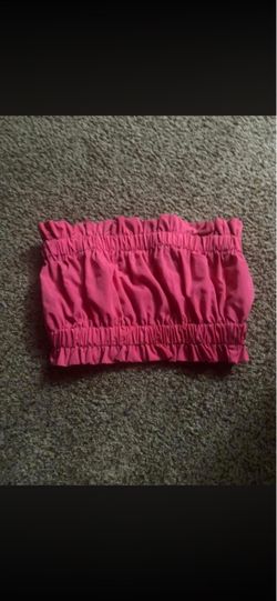 Pink Ruched Bandeau Crop Top