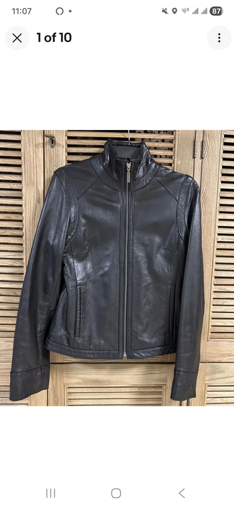Calvin Klein Real Leather Moto Jacket Women Size L
