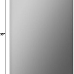 LOAAO 24X36 Inch Brushed Nickel Bathroom Mirror, Rounded Rectangle Silver Metal Frame Mirror, Brushed Nickel, Anti-Rust, Hangs Horizontally or Vertica