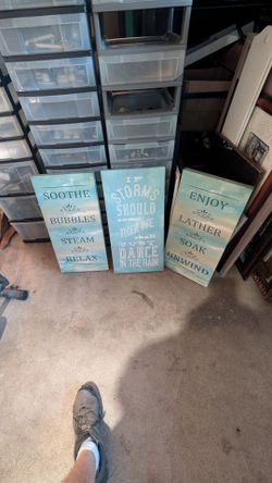 3 blue picture frames