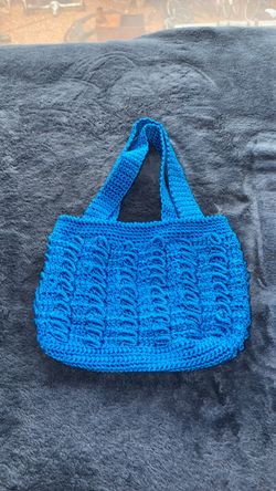 Handmade Blue Crochet Tote Bag
