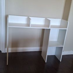  3 Shelves Modern Desk Standard Bookcase, Wood White, 29"