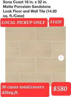 ➿️ Sona Coast 16"x 32" Matte Porcelain Sandstone Look Floor & Wall Tile #1420