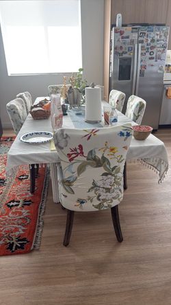 Floral Upholstered Dining Chairs Set