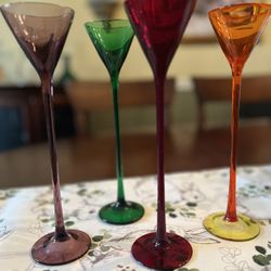 Vintage Bombay • La Grande • Cordial Liqueur Glasses • Set Of 4• 10" 