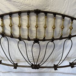 King Vintage Two Tone, Iron, And Brass Headboard