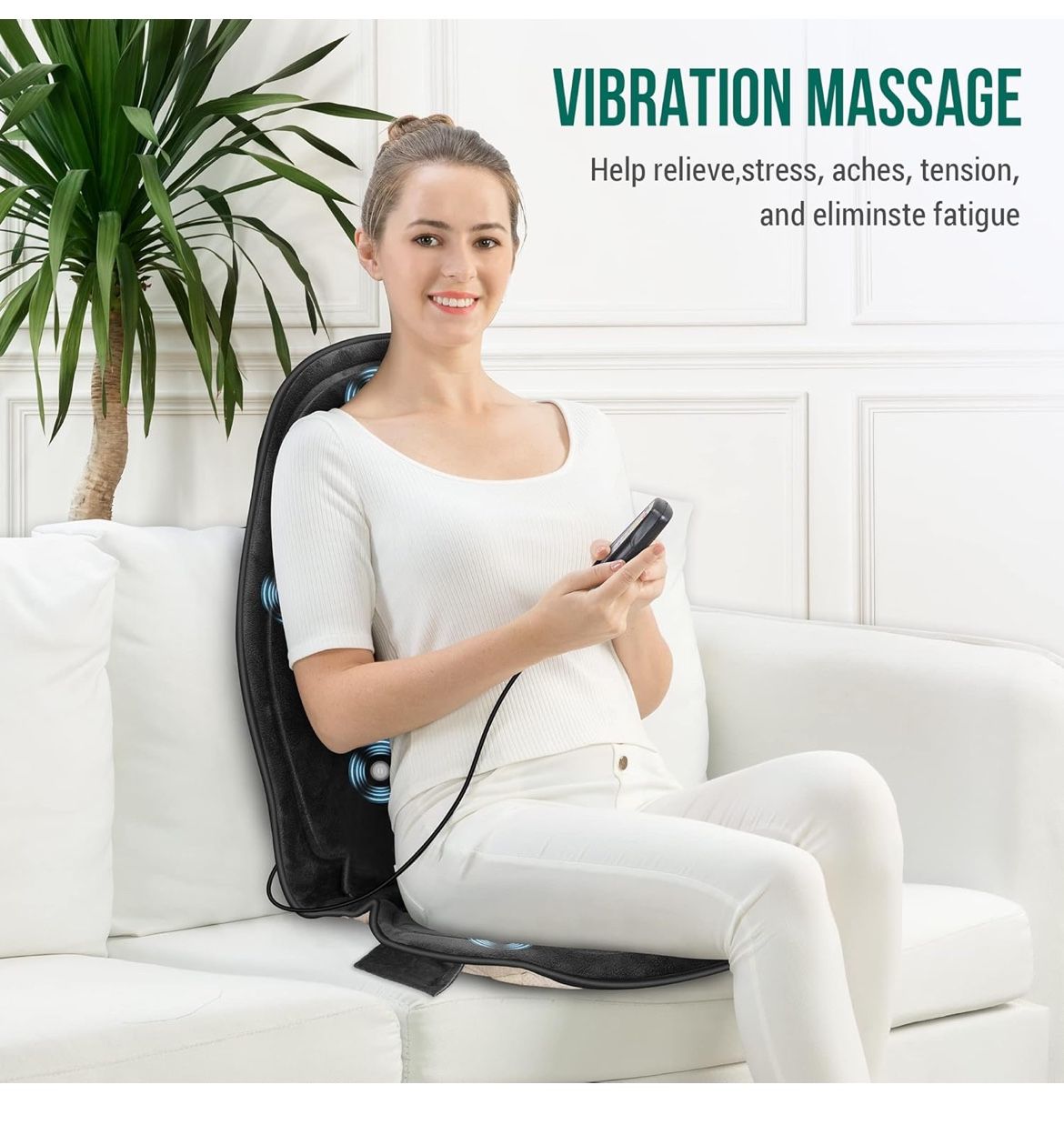 Snailax Back Massager with Heat, Memory Foam Chair Massage Pad,