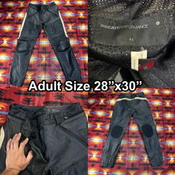 Ducati Performance Retro Track Street Motorcycle Leather Pants Italy Adult 28x30