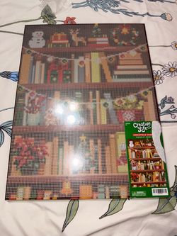 Christmas book shelve diamond art