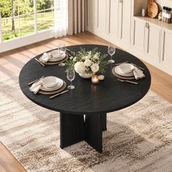 39.4-inch Black Round Dining Table