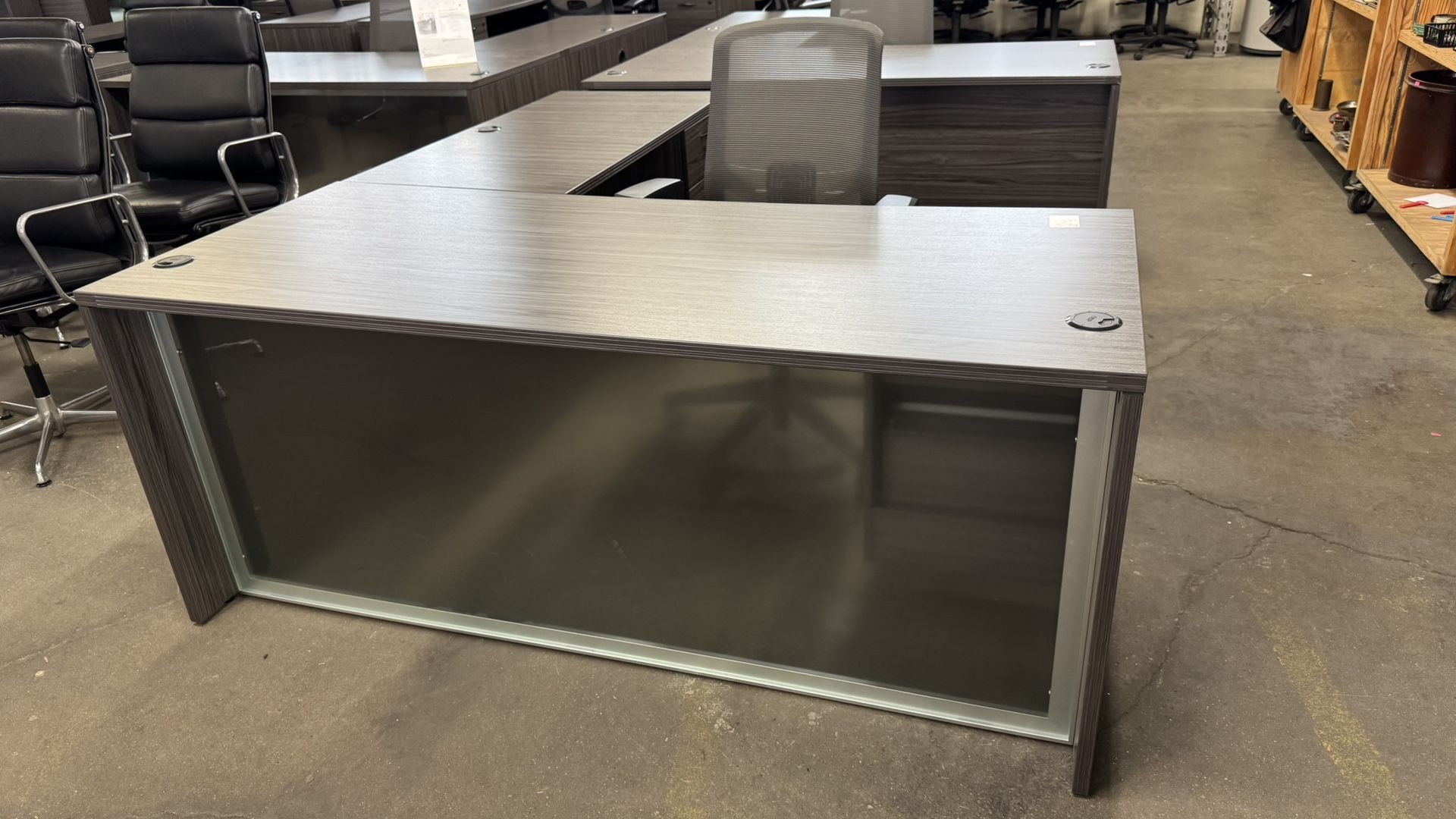 L-Shape Desk w/ Frosted Modesty