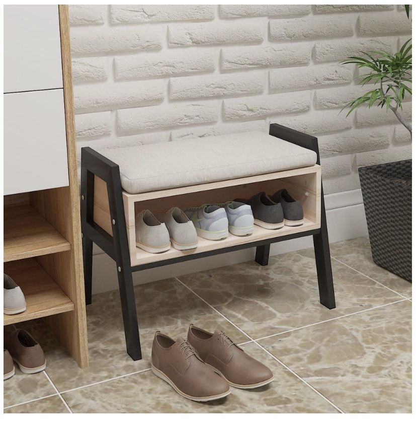 Modern Entryway shoe bench with cushion and storage
