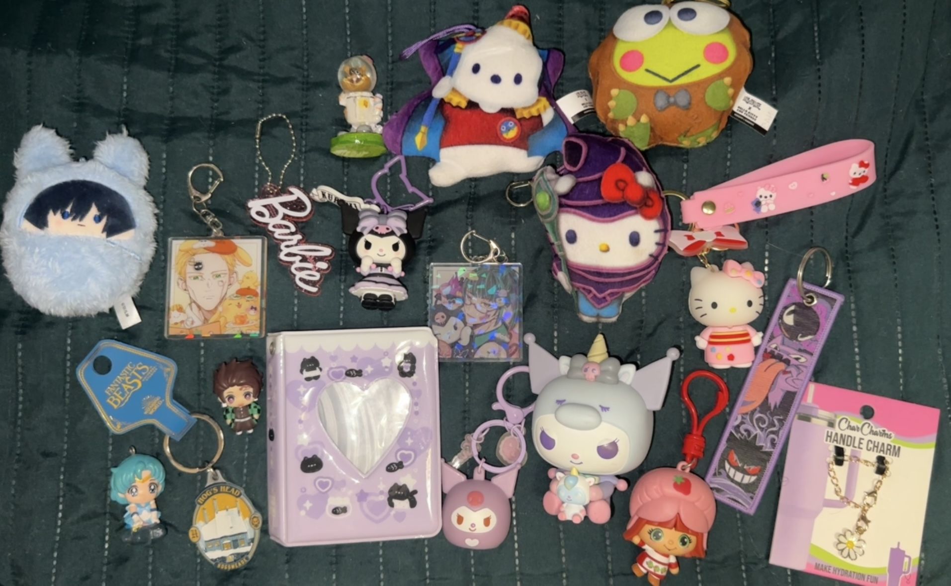 sanrio, anime and cartoon keychains and trinkets