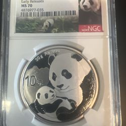 2019 China 10 Yuan Silver Panda, graded NGC MS 70 Early Releases: 
