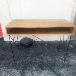 Wood Top Desk with Metal Hairpin Legs