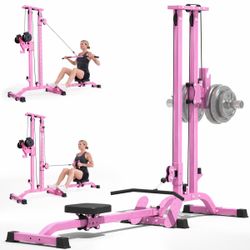 Pink Home Gym Cable Machine with Sliding Base
