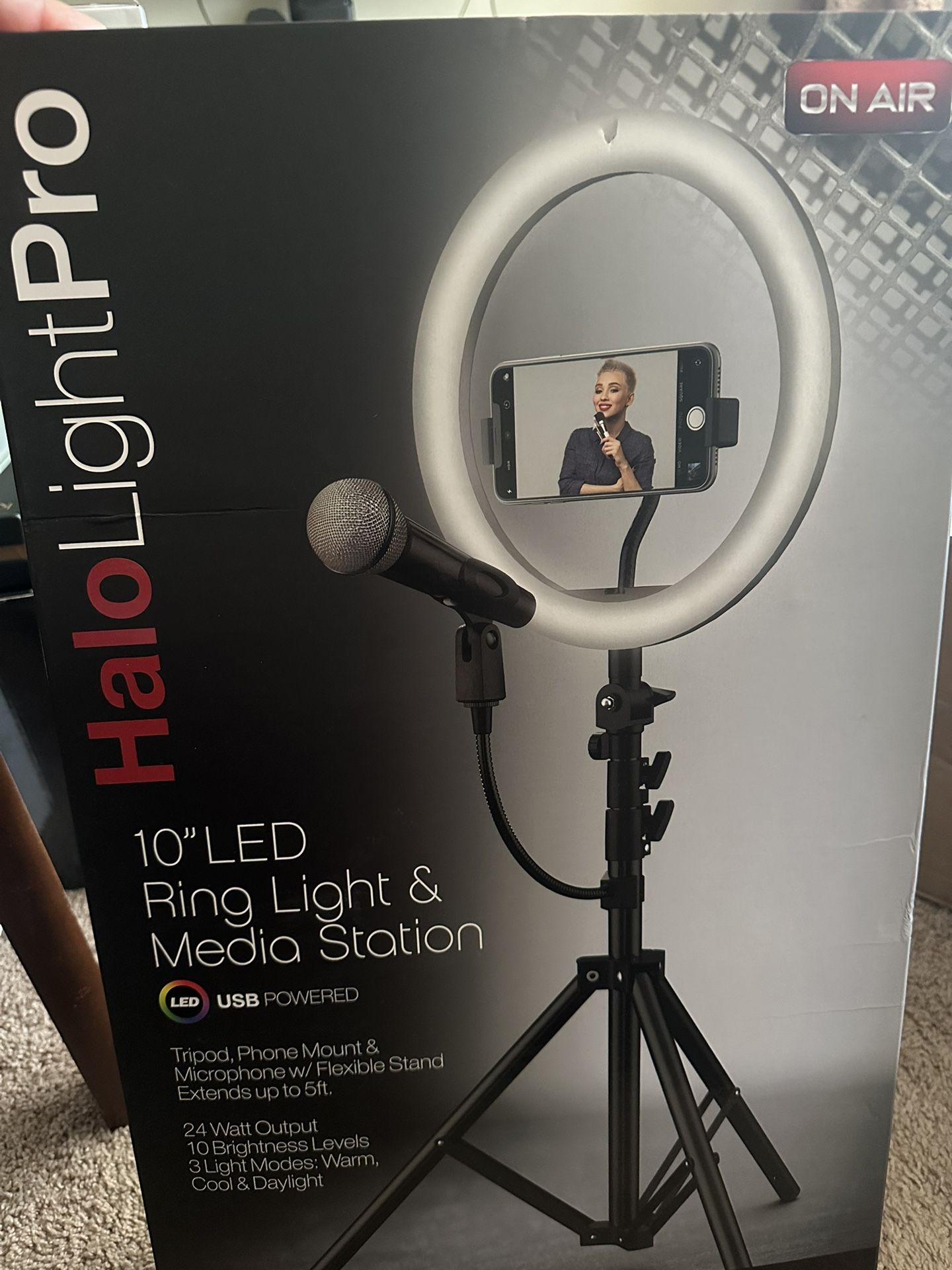 Tzumi HALO LIGHT PRO 10" LED Ring Light & MEDIA STATION 7260 Podcast Series Kit
